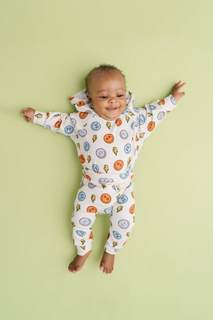 Little One Shop - Electric Smiley Hoodie Romper Set