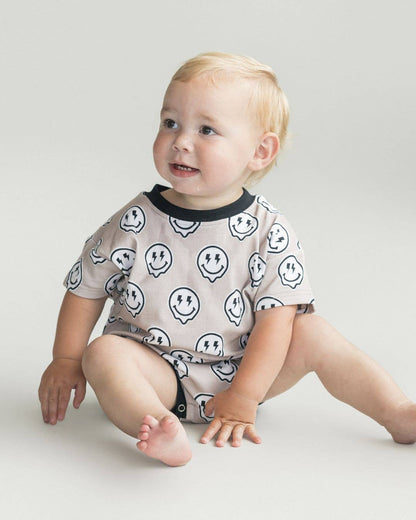 Lucky Panda Kids - Short Sleeve Baby Bubble Romper | Electric Drippy