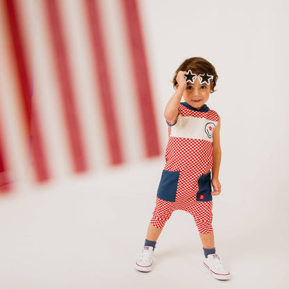 RAGS - Rag Romper - Red Mini Check