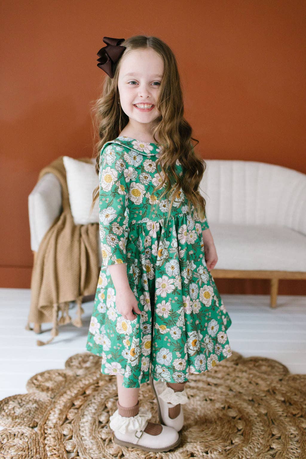 Ollie Jay - Rubina Twirl Dress in Vintage Greens