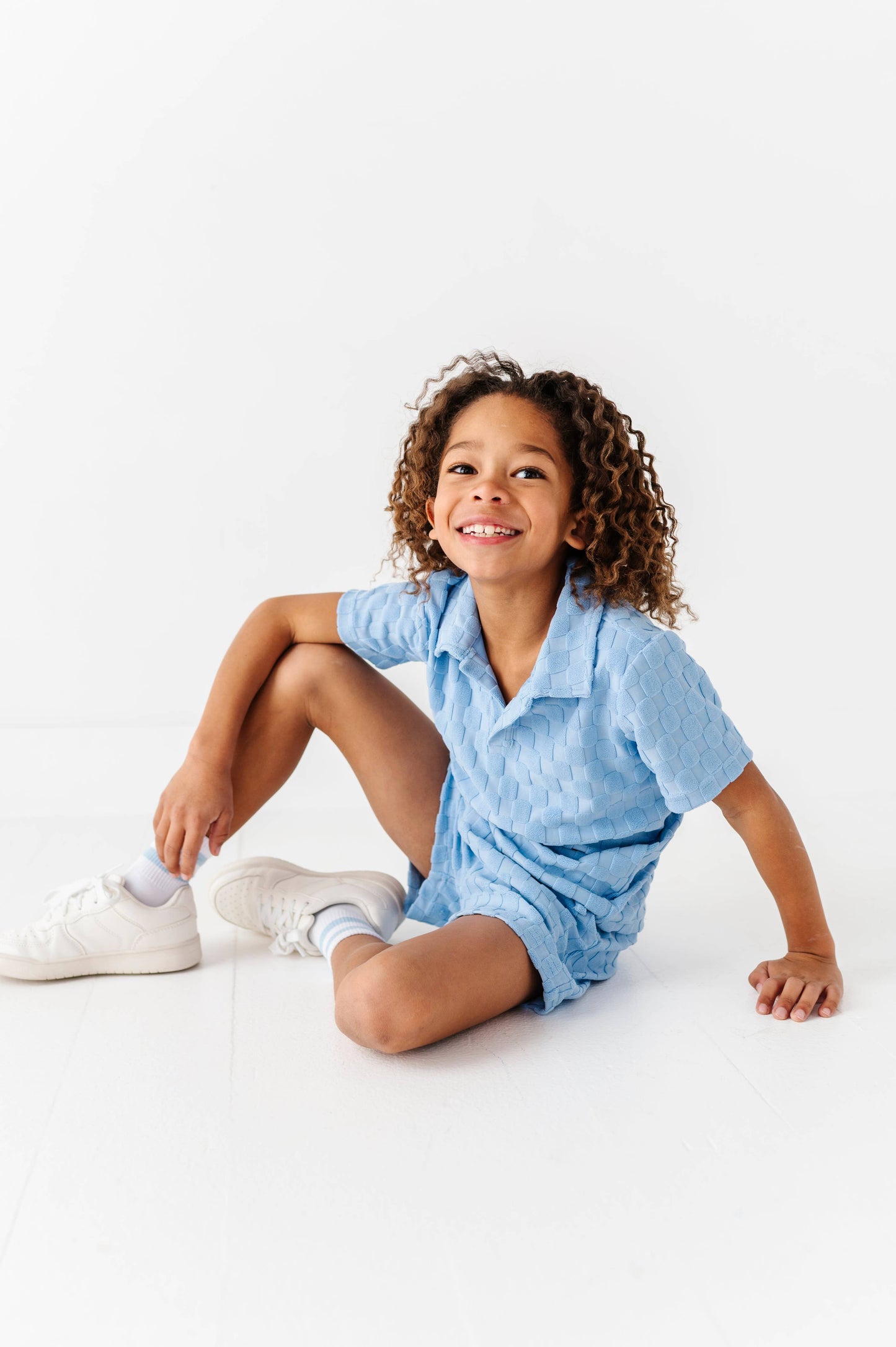 Coastal Blue | BOYS TERRY CHECK SET