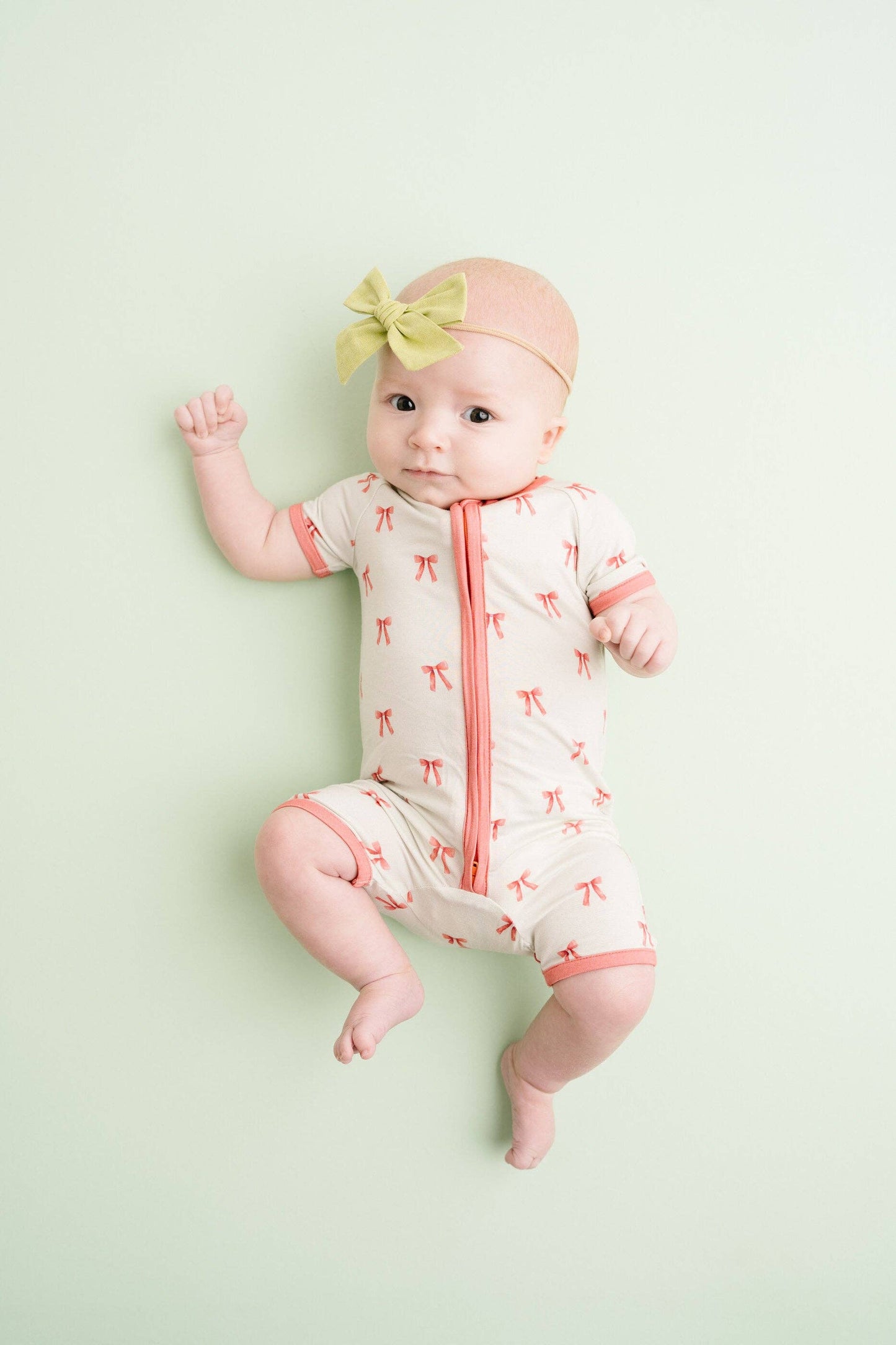 Little One Shop - Ribbon Bow Bamboo Short Romper