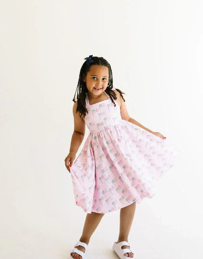 Ollie Jay - Rosita Dress in Pink Flags | Girls Pocket Twirl Dress