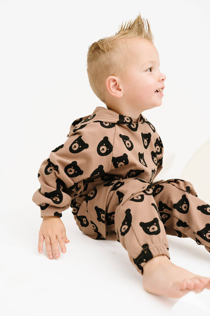 Little One Shop - Brown Bear Cargo Hoodie Set