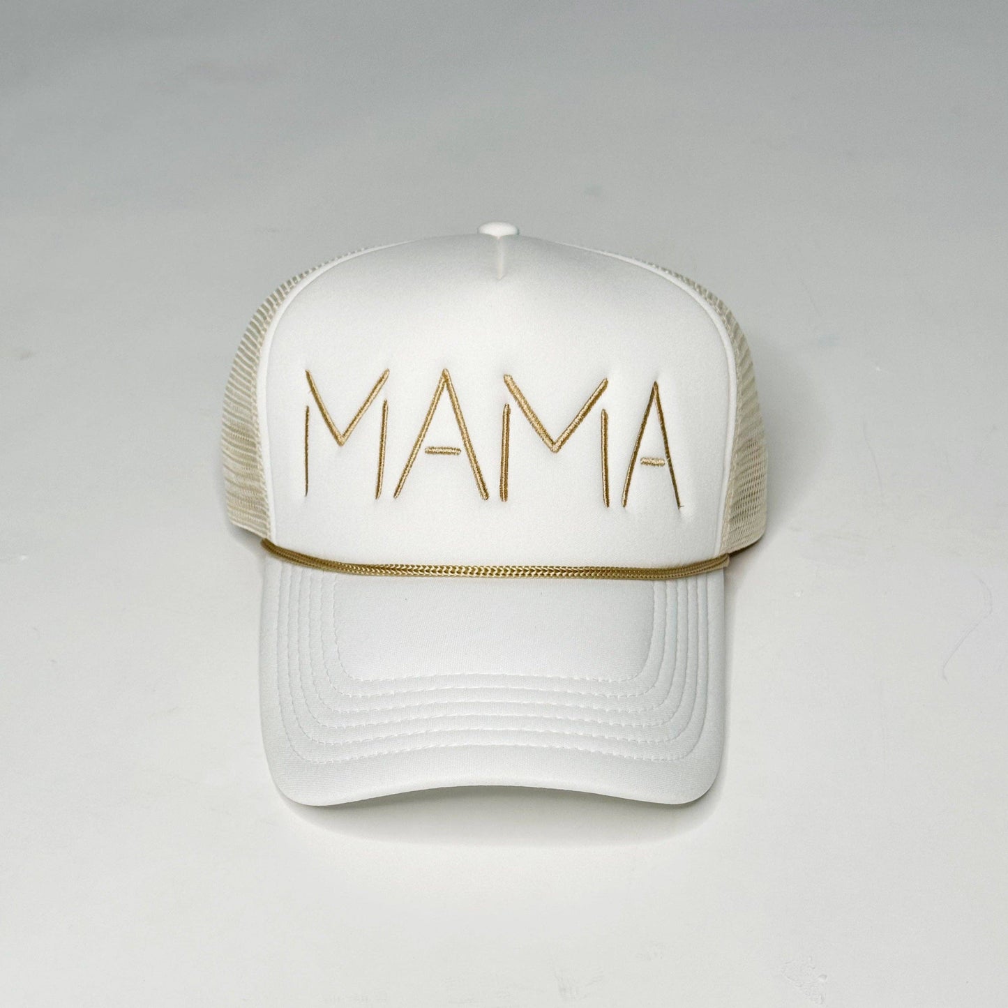 MAMA Trucker Hats: Ivory/Tan - Mama Tan Thread