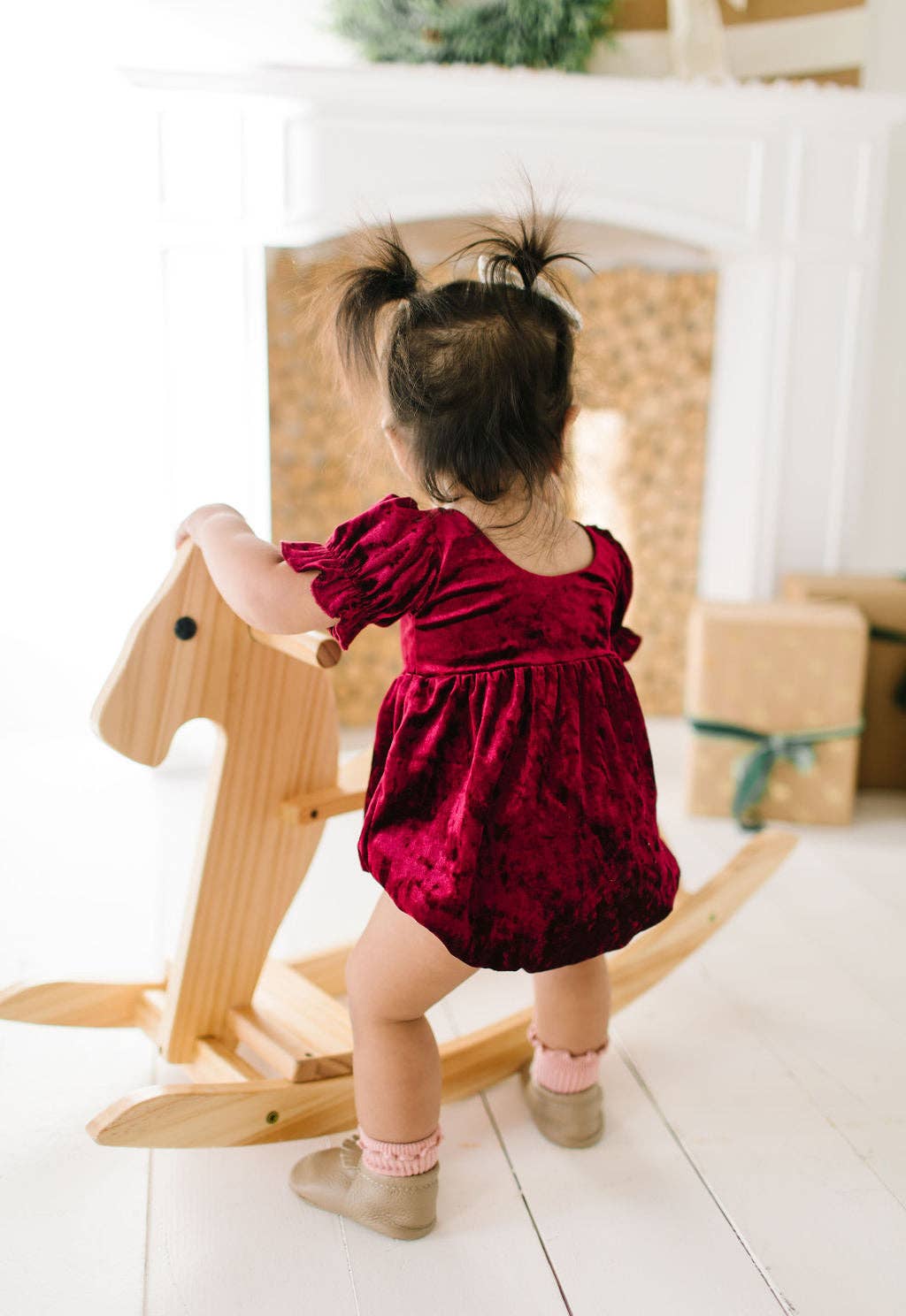 Ollie Jay - Quinn Romper in Crushed Cranberry Velvet