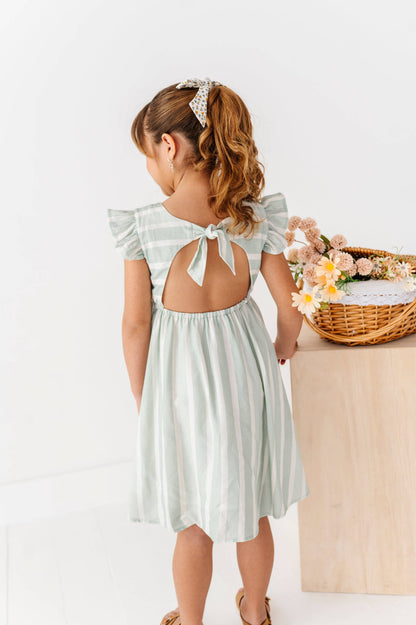 Mint Bay Stripes | TIE-BACK DRESS
