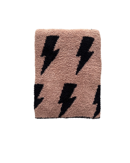 Lightning Bolt Fuzzy Blanket | Mocha