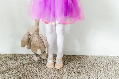 Purple Kids Skirt | Pom Pom Tutu & Bow Hair Tie | 2Pcs Set: Purple