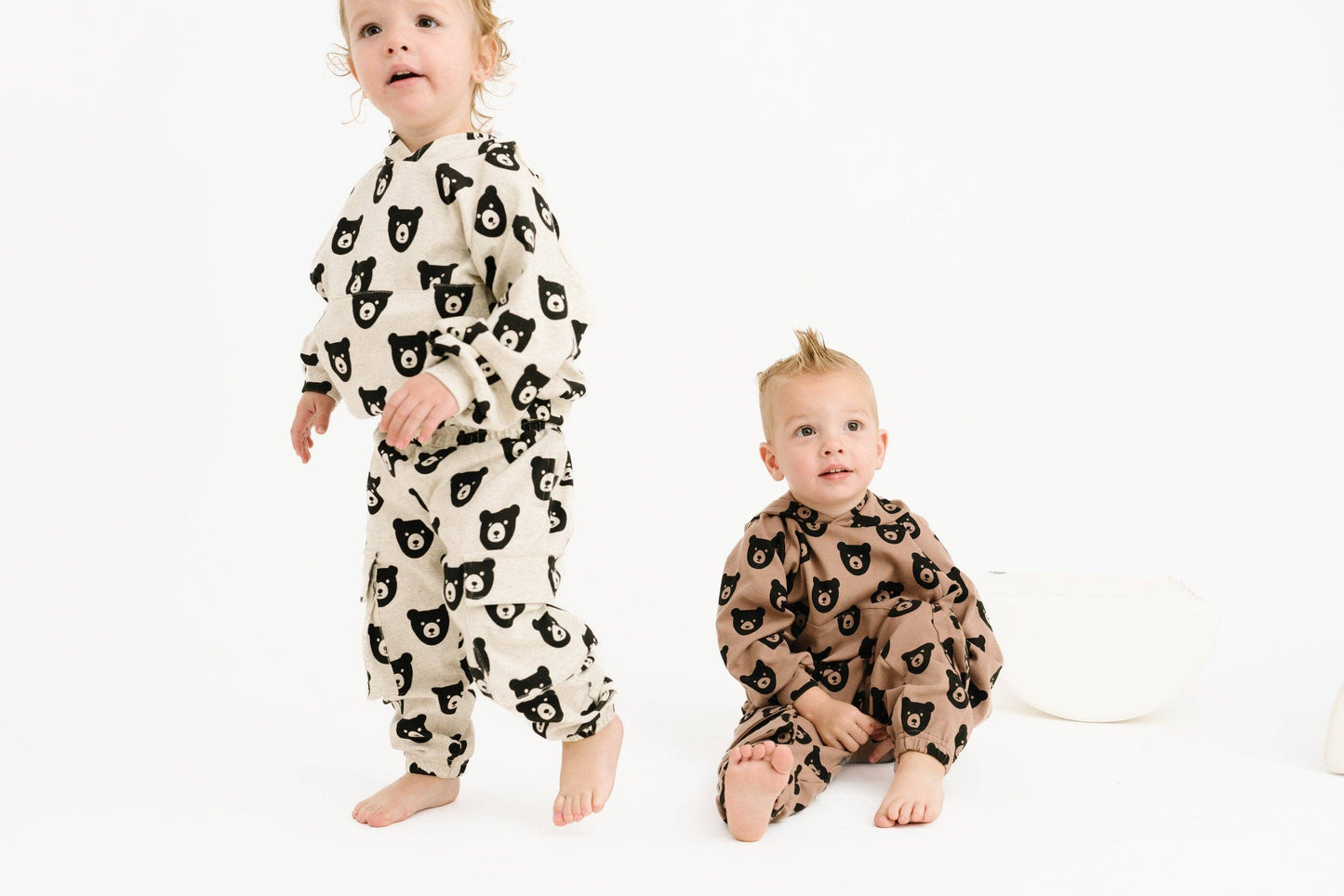 Little One Shop - Brown Bear Cargo Hoodie Set