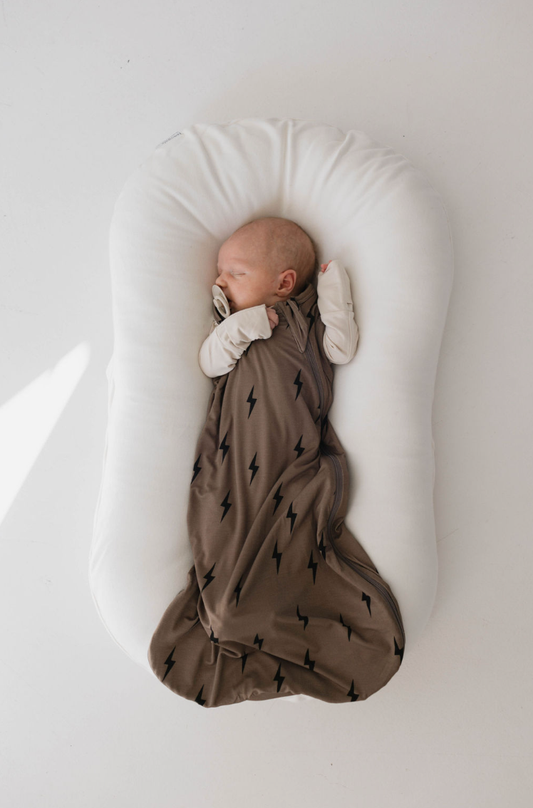 Forever French Baby - Brown & Black Lightning Bolt | Bamboo Sleep Sack: 0.5 TOG