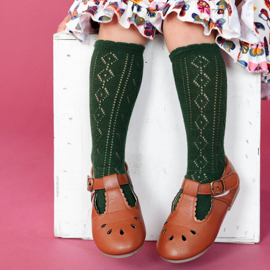 Little Stocking Co. - Scalloped Fancy Knee High Socks - Forest