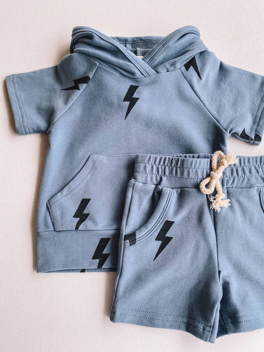 Daffodilly - Lightning hooded set - dusty blue