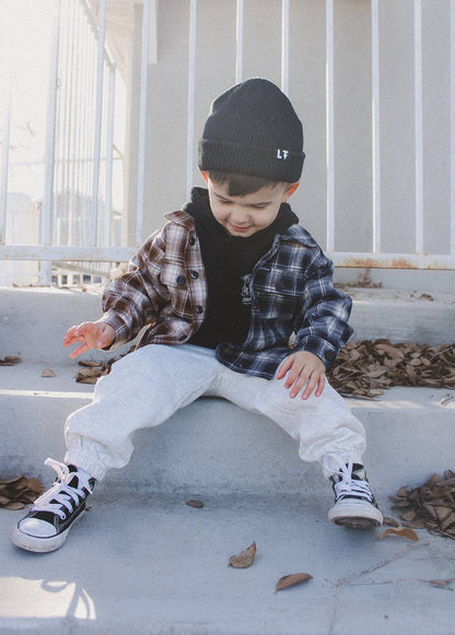 Little Trouble - Two-Tone Flannel Navy/Brown