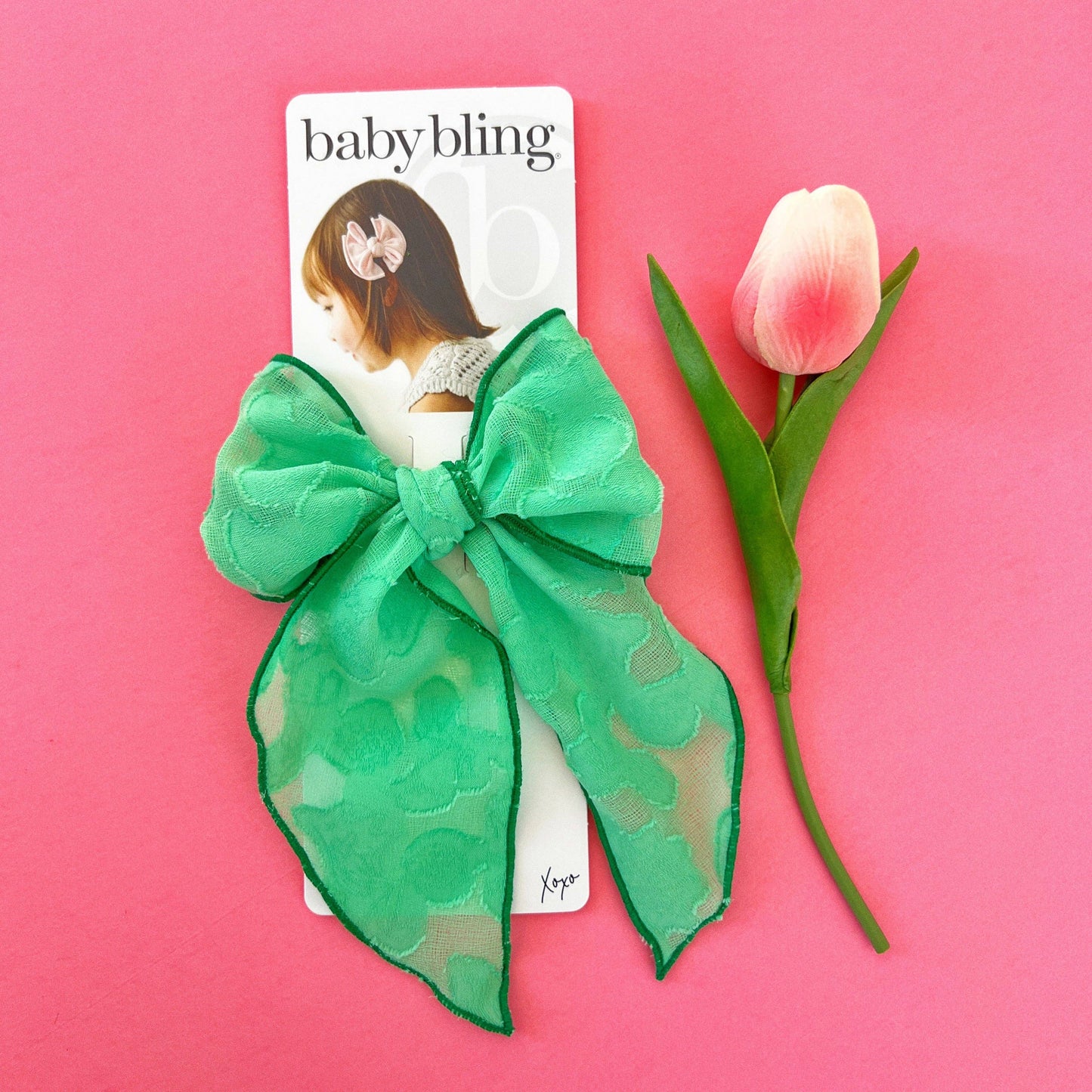 Baby Bling Bows - POINTED BIG BELLE CLIP: clover fields