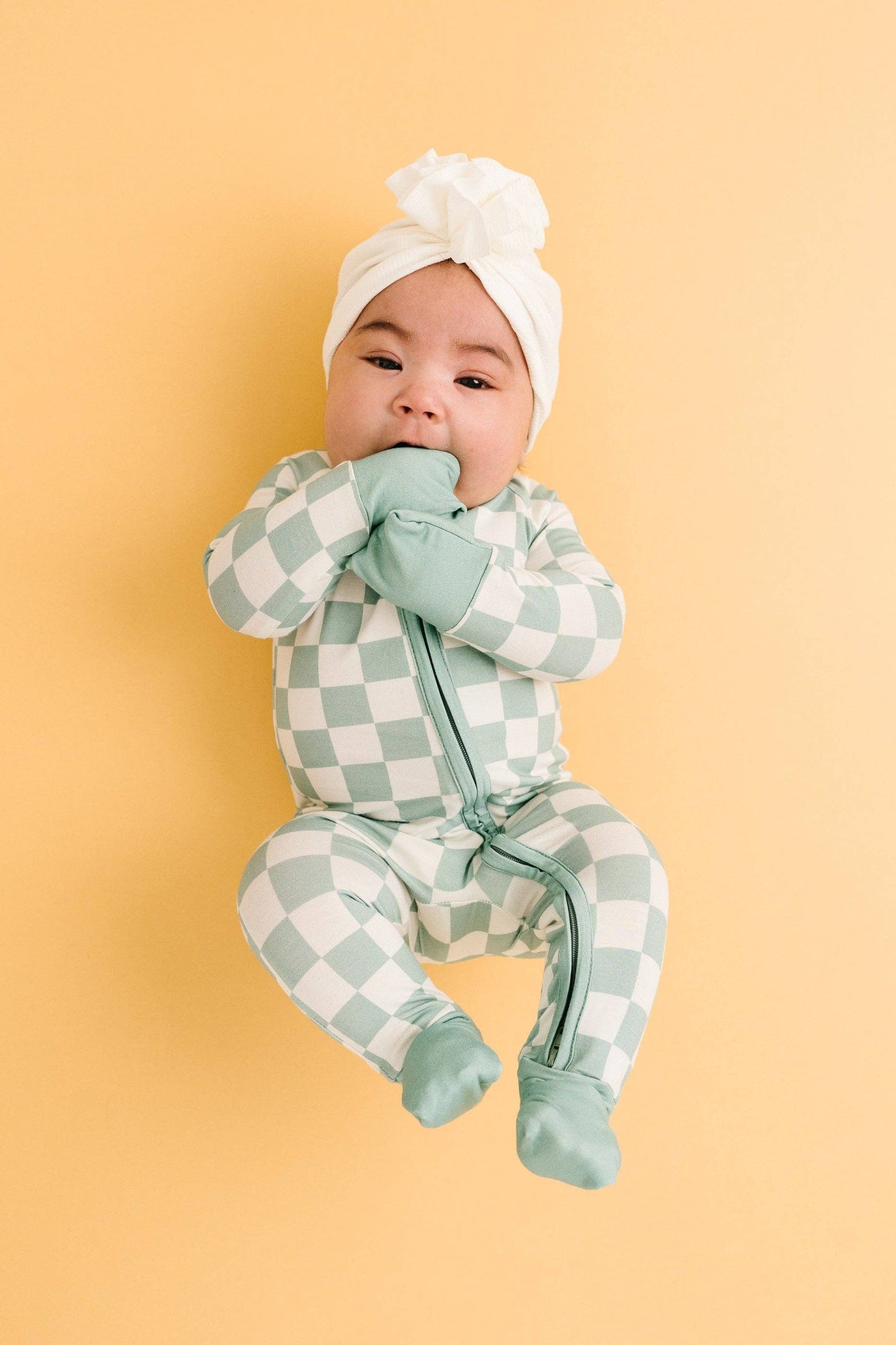 Little One Shop - Seafoam Checkered Bamboo Sleeper