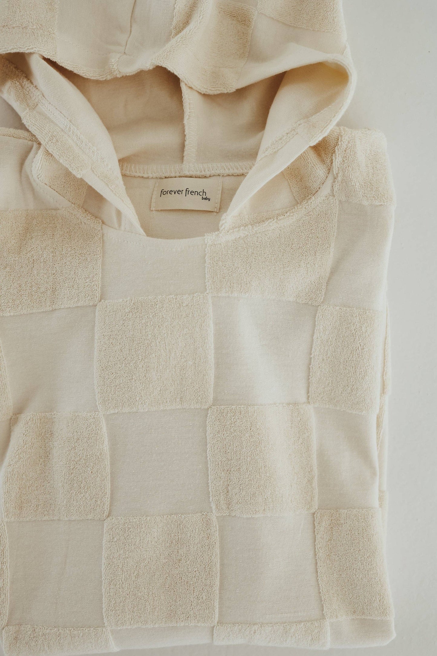 Forever French Baby - Hooded Towel | Cream Checkerboard