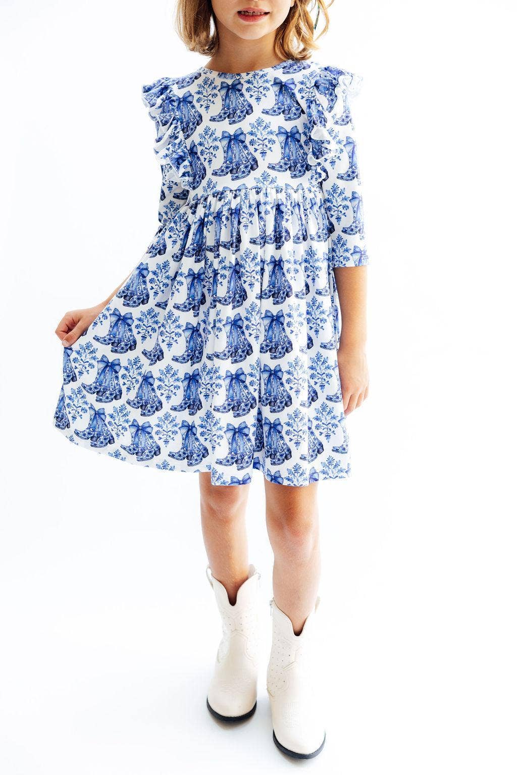 Southern Belle - Sleeve Ruffle Twirl Dress
