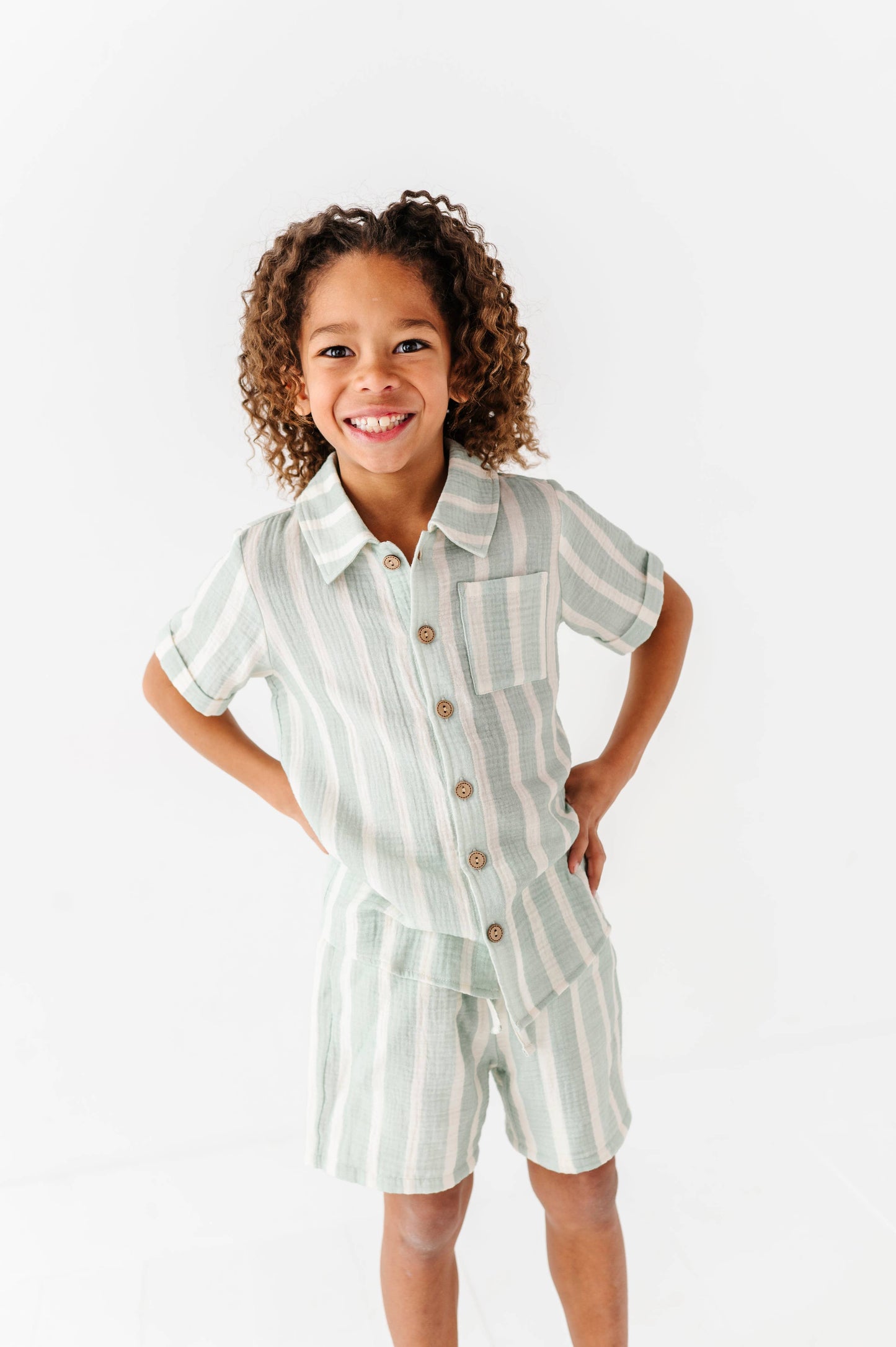 Mint Bay Stripes | BOYS LINEN SET