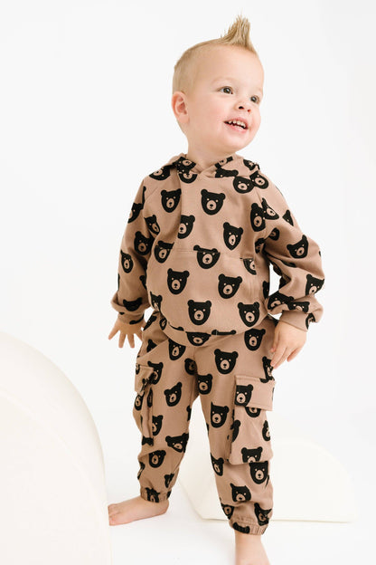 Little One Shop - Brown Bear Cargo Hoodie Set