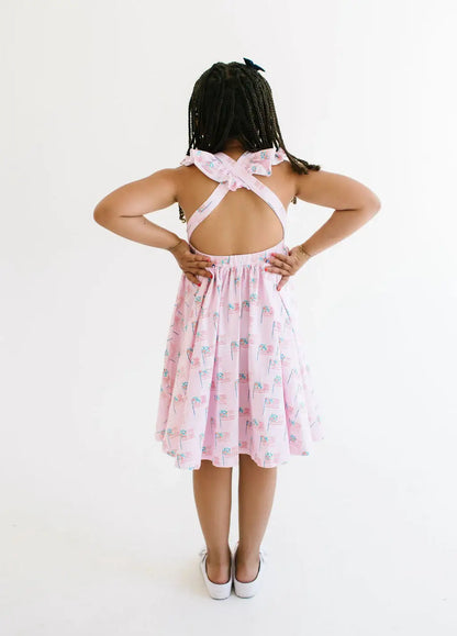 Ollie Jay - Rosita Dress in Pink Flags | Girls Pocket Twirl Dress