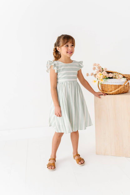 Mint Bay Stripes | TIE-BACK DRESS