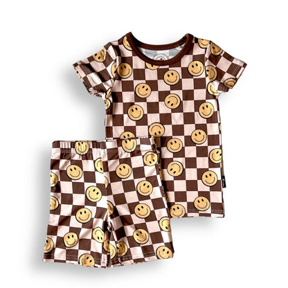 BAMBOO TWO PIECE SHORTIE SET- Neutral Smiles