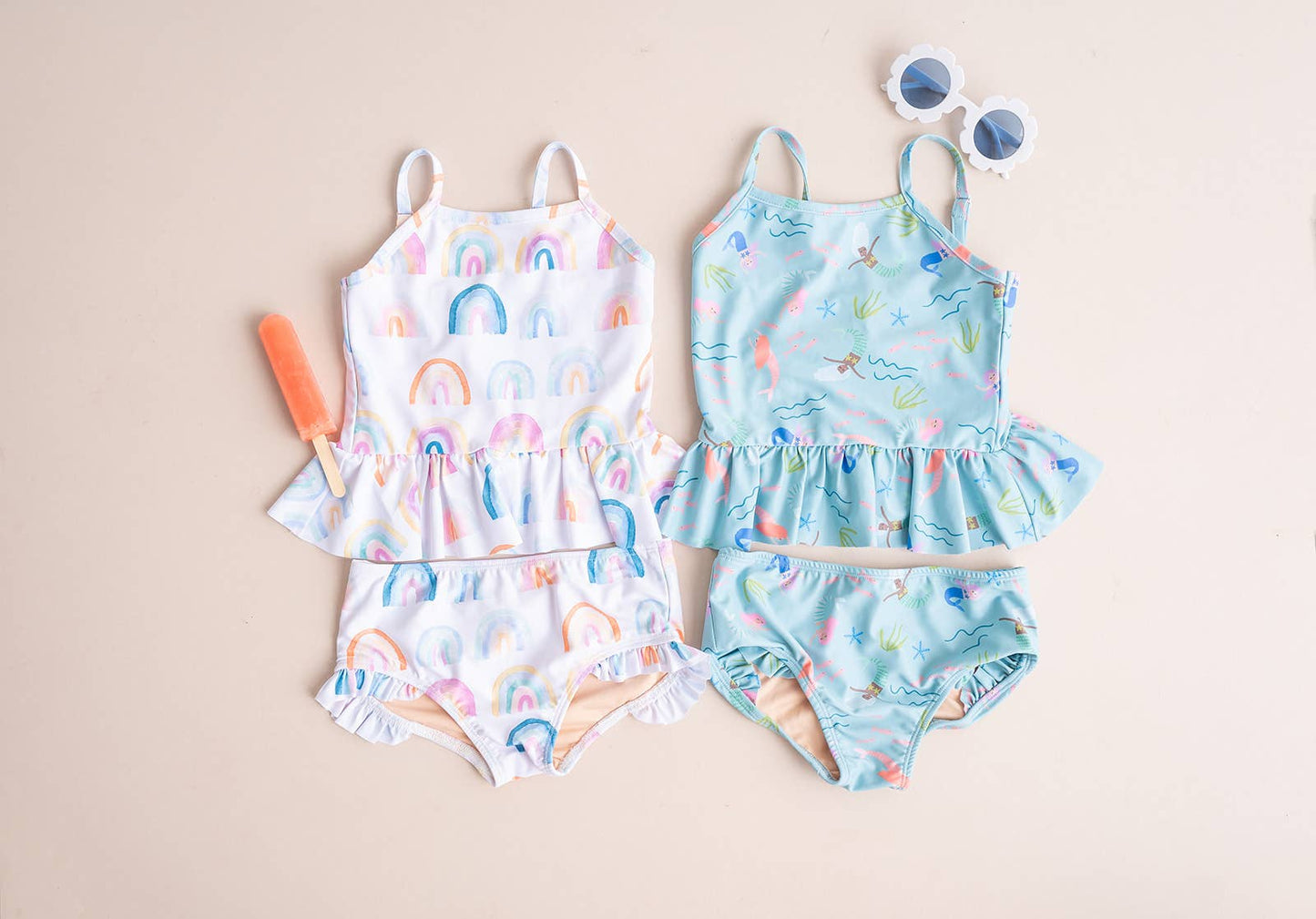 Ollie Jay - Emma Swim in Watercolor Rainbow | UPF 50 2-piece swimwear