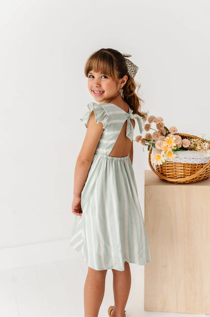 Mint Bay Stripes | TIE-BACK DRESS