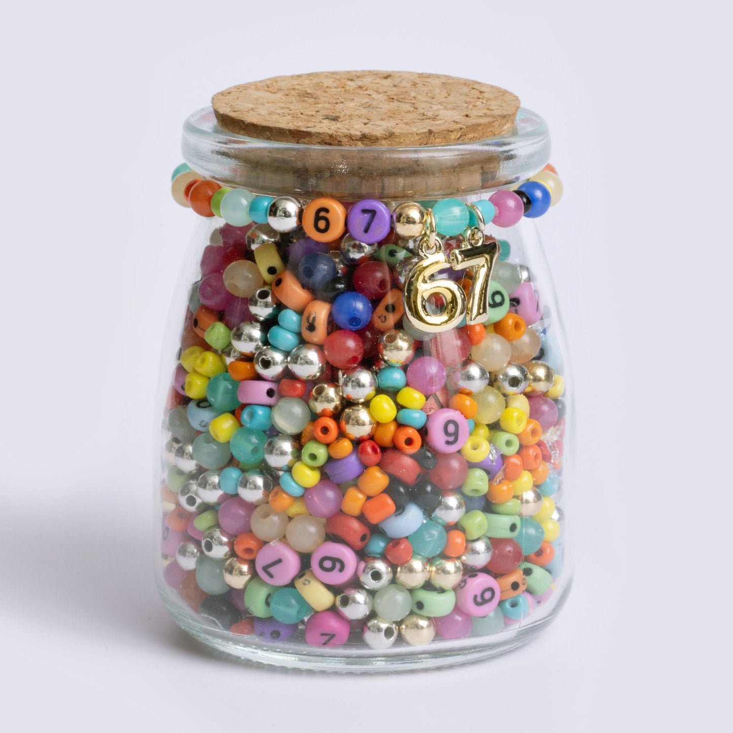 Jewelry Made by Me - 6-7 Stretch Beaded Bracelet DIY Numb er Bead Jar Over 1100 Beads With Charms