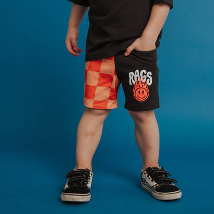 RAGS - Kids Shorts - Orange Check