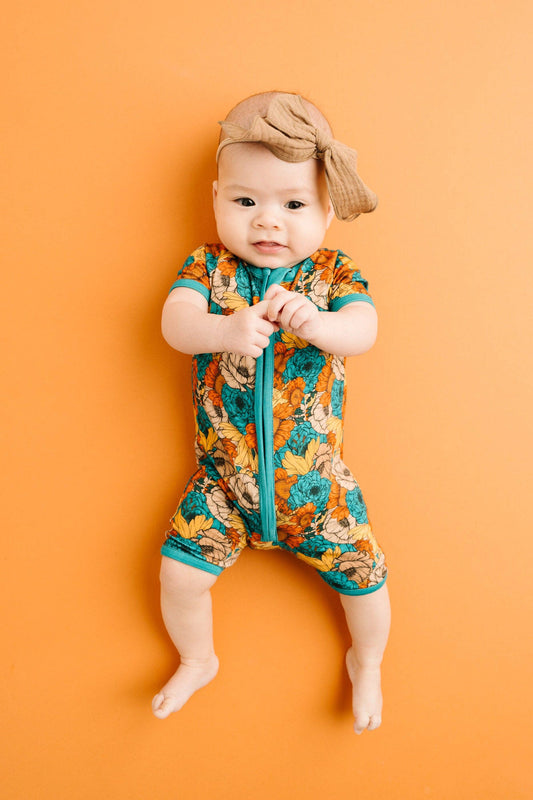 Little One Shop - Colbie Floral Bamboo Short Romper