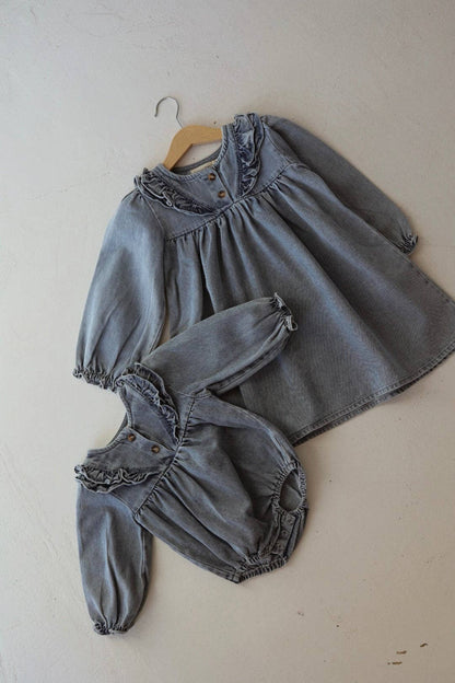 Forever French Baby - Denim Romper | Ruffle