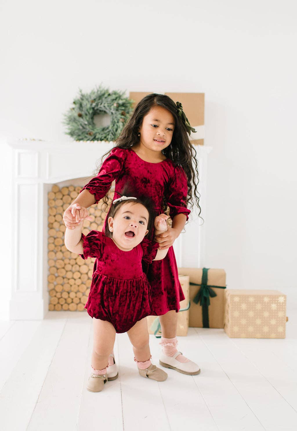 Ollie Jay - Quinn Romper in Crushed Cranberry Velvet