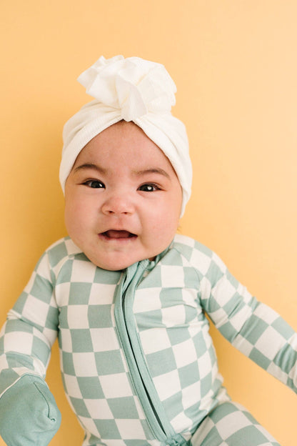 Little One Shop - Seafoam Checkered Bamboo Sleeper