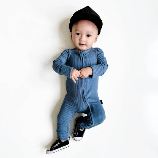 millie + roo - ZIP ROMPER - Arctic Ribbed