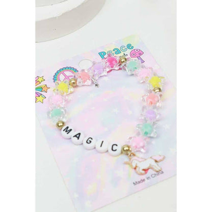 Magic Letter Kids Beads Bracelets with unicorn pendant