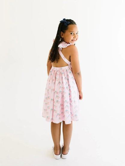 Ollie Jay - Rosita Dress in Pink Flags | Girls Pocket Twirl Dress