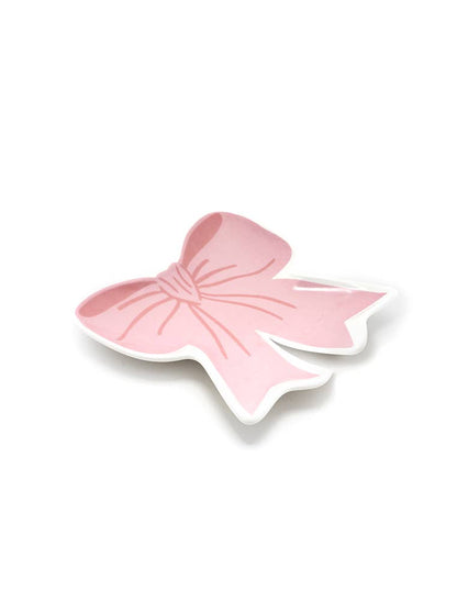 Ceramic Trinket & Jewelry Tray / Dish - Pink Ribbon Bow