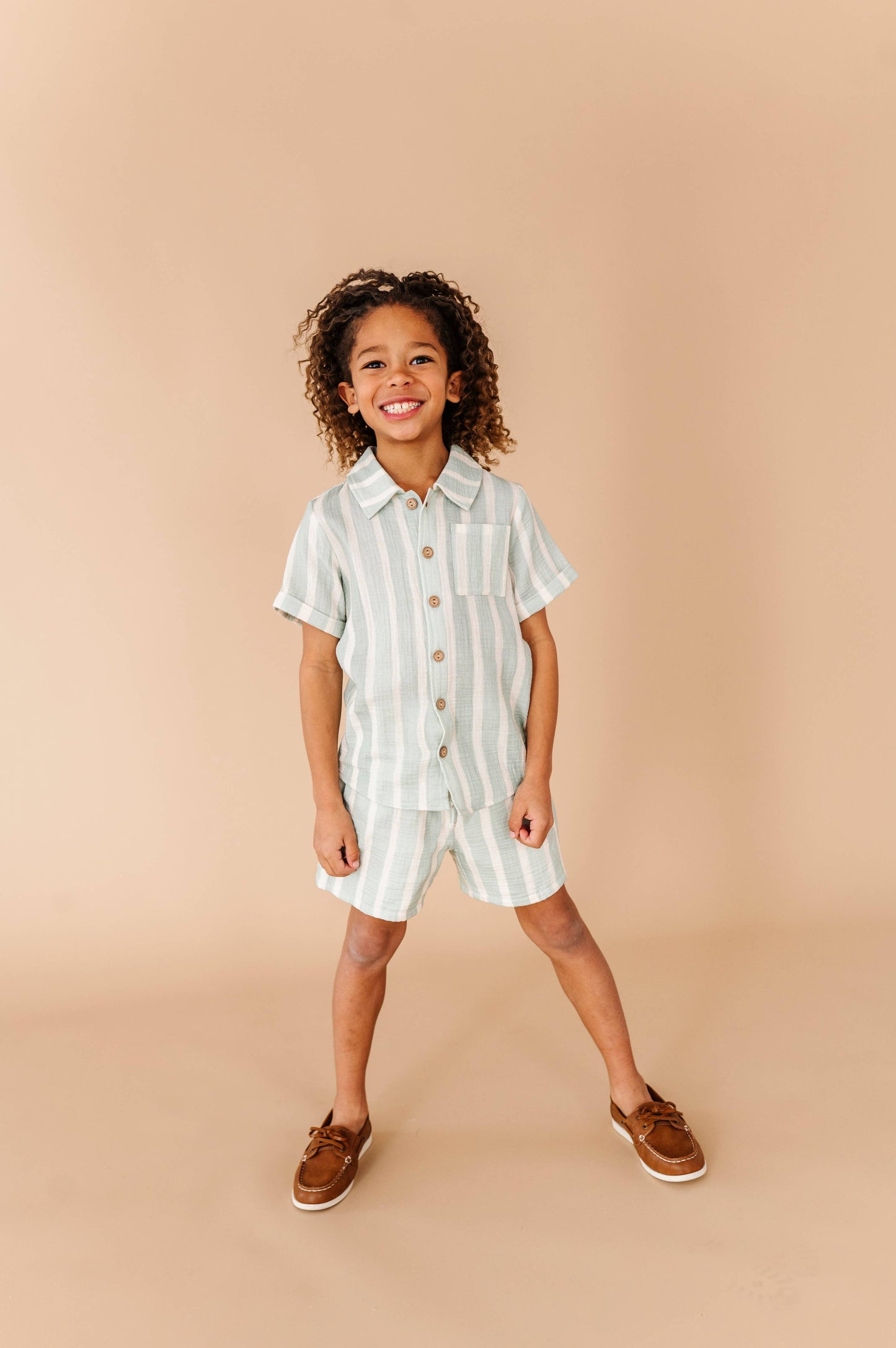 Mint Bay Stripes | BOYS LINEN SET