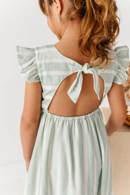 Mint Bay Stripes | TIE-BACK DRESS