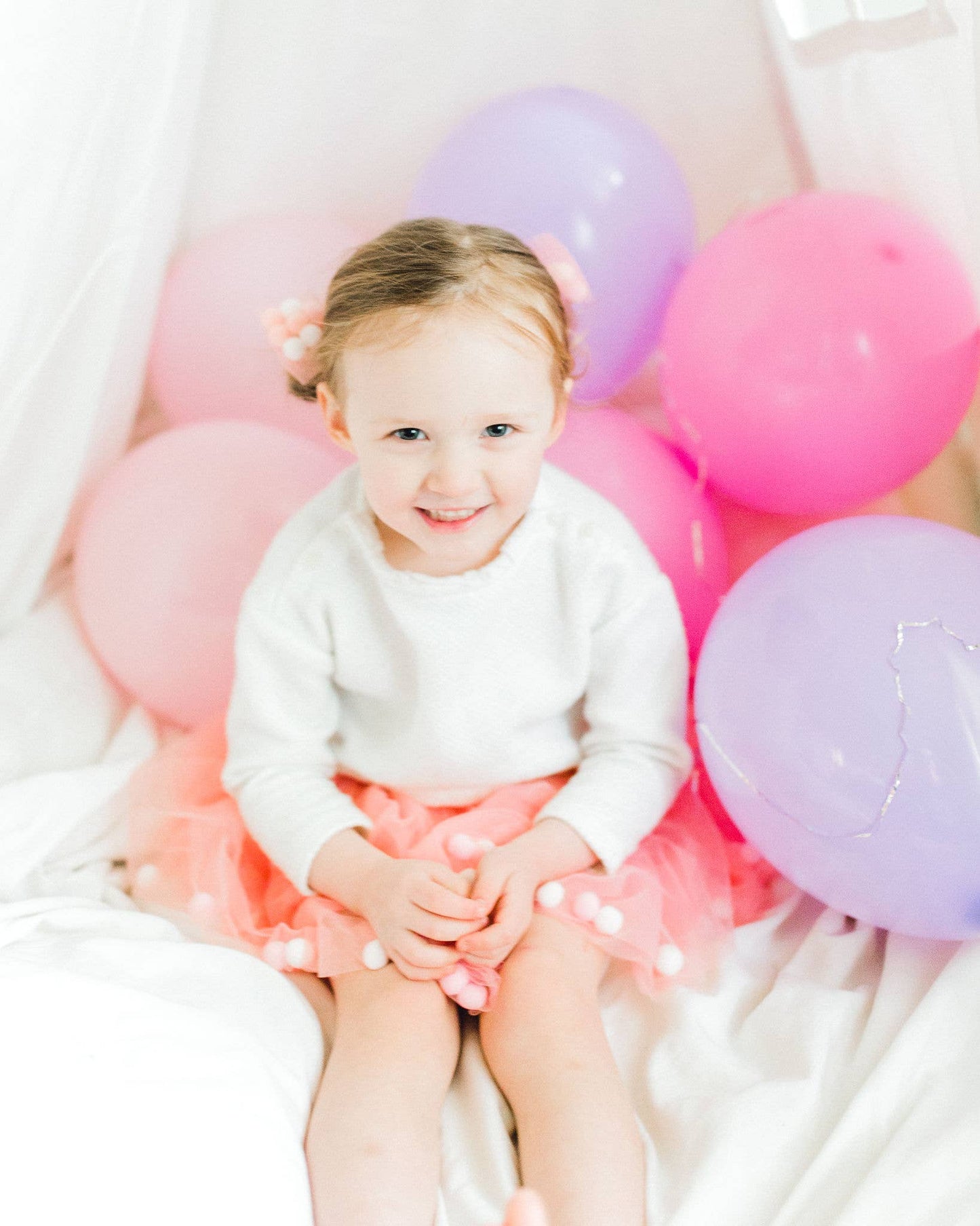 Girls Tutu-Dusty Rose Kids Pom Pom Tutu & Bow Hair Tie 2 piece