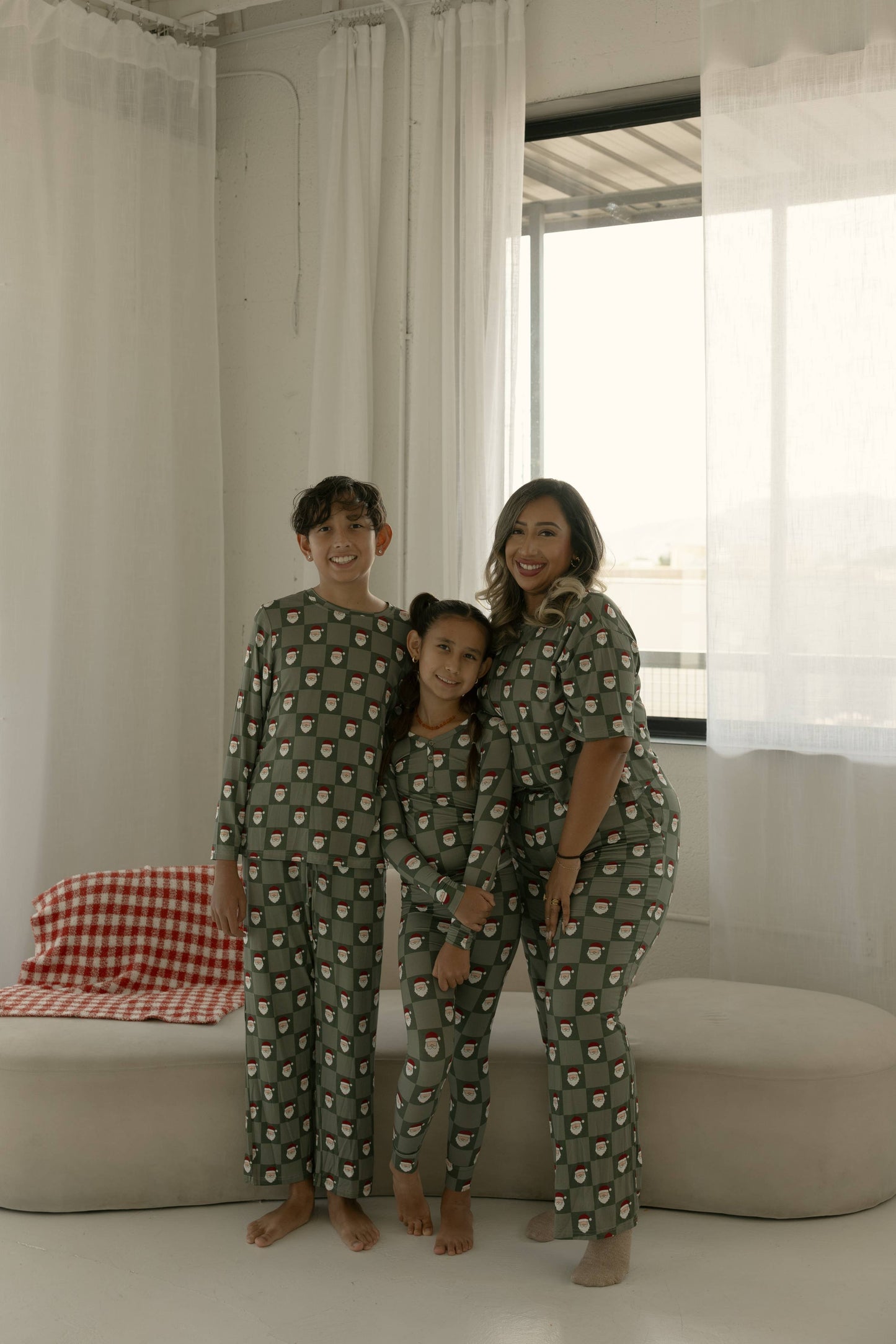 Forever French Baby - Bamboo Two Piece Pajamas | Santa Checkerboard