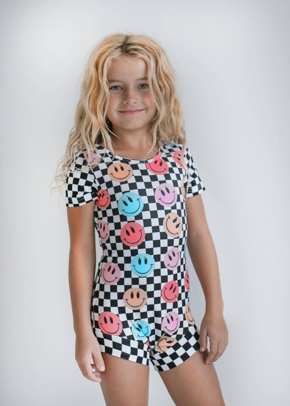 Kids Retro Smiley Face Checkered Dance Gymnastics Leotard – Avery's Avenue