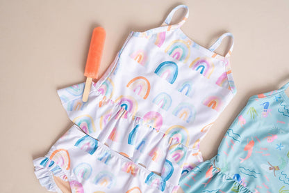 Ollie Jay - Emma Swim in Watercolor Rainbow | UPF 50 2-piece swimwear