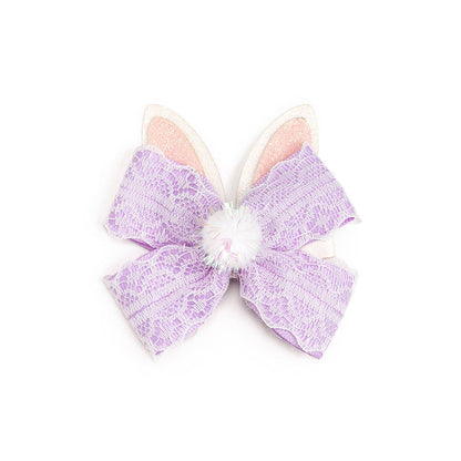 Sweet Wink - Lavender Lace Easter Bunny Bow Clip