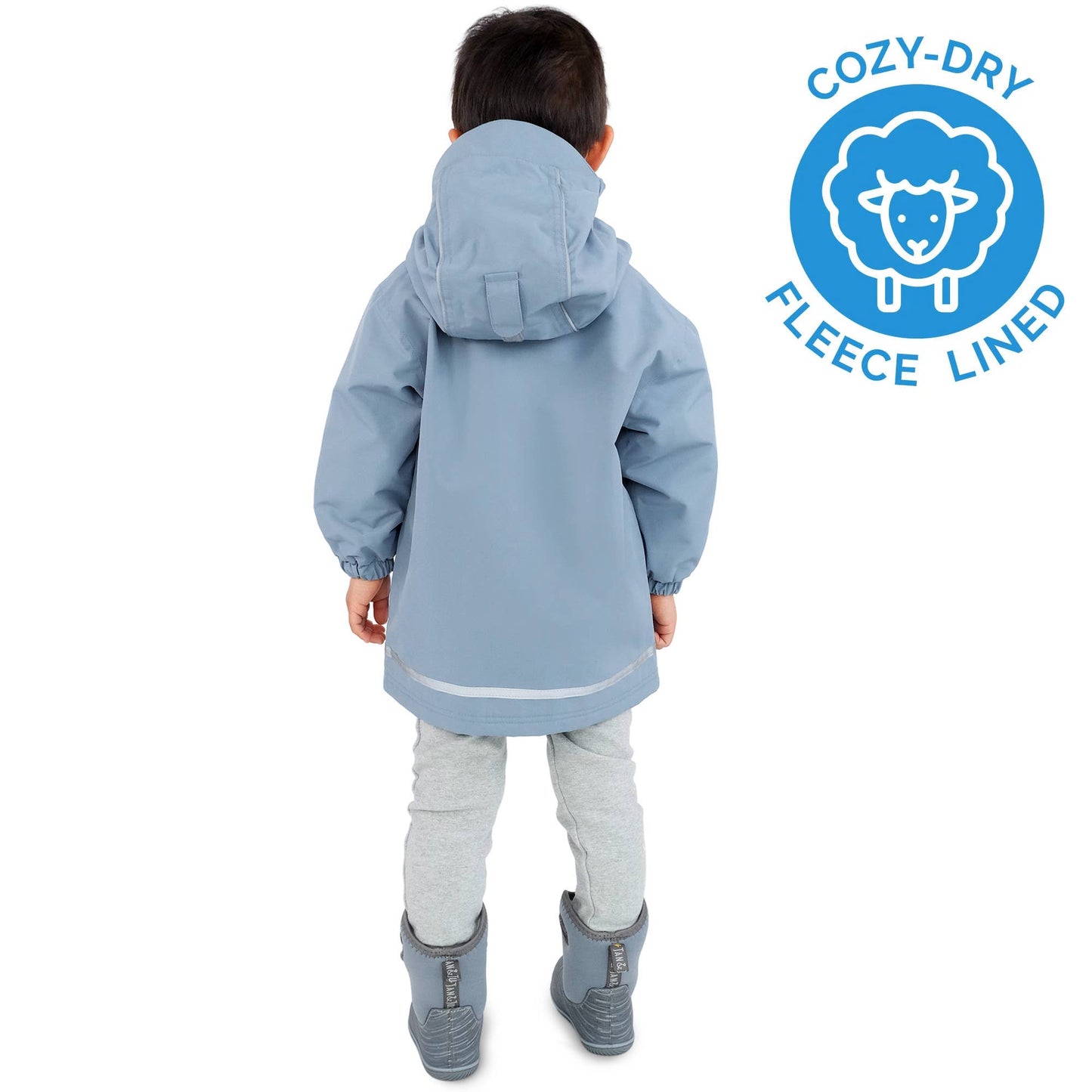 Jan & Jul - Dusty Blue | Cozy-Dry Waterproof Jacket: Fleece-lined