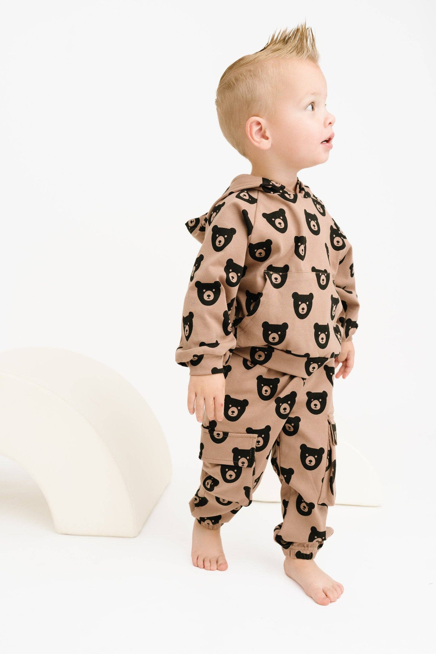 Little One Shop - Brown Bear Cargo Hoodie Set