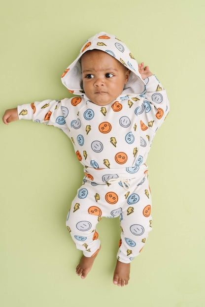 Little One Shop - Electric Smiley Hoodie Romper Set