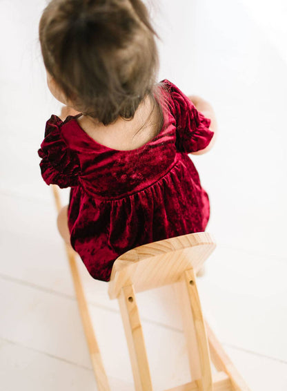 Ollie Jay - Quinn Romper in Crushed Cranberry Velvet